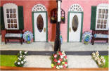 View of the front entrance to the Peacock House.