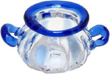 HB314 two handled bowl with blue trim