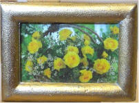 S44 Basket of Yellow Roses in Gold Frame