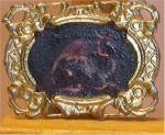 Dark Dragon in Gold Postage Stamp Frame