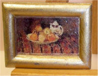 A15 Unknown Painting Fruit Bowl (2) in Plain Rectangular Gold Frame