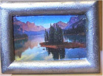 Trees on Lake Island in Silver Frame