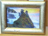 Trees on the Rock at Sunset in Gold Frame