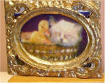 Kitten and Duck in Gold Rectangular Frame
