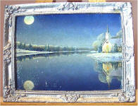 S49 Moon Over the Lake in Silver Frame
