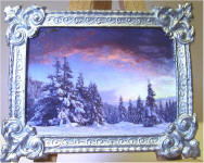 Winter Forest at Dusk in Silver Frame