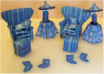 Two Blue Christmas chairs, ottoman, table lamp and stockings