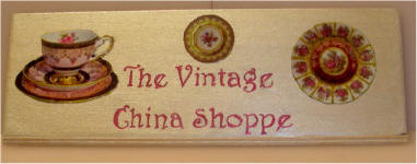 Sign for a room box The Vintage China Shoppe