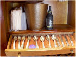 drawer with silverware & coasters