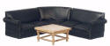T4341 Black Corner Sofa with Coffee Table  