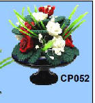 CP052 Red & White Rose on Glass stand