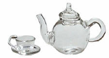 HB160 Clear Tea Pot w/cup & saucer