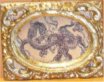 Black Dragon  in Gold Rectangular Frame