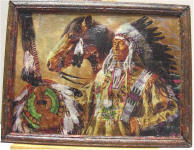 Chief High Pipe in custom wood frame.