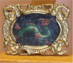 Green Dragon  in Gold Postage Stamp Frame