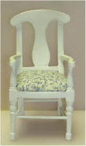 White Arm Chair with Blue on off white seats