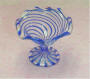 RYGM002 Blue striped pedestal Fruit Bowl