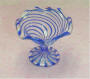 RYGM002 Blue striped pedestal Fruit Bowl