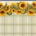 0262b Sunflowers Blue Plaid