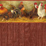 IB 0847b Roosters - Red Beadboard Wood Panel