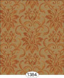 IB 1384 Silk Damask - Orange on Brown